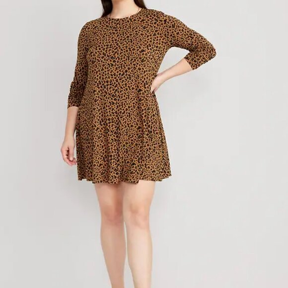NWT✨ OLD NAVY medium brown leopard print long sleeve dress - Picture 15 of 16